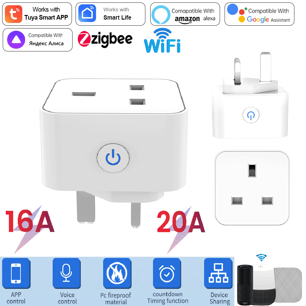 Smart Home Wiser - Enchufe Inteligente Tuya 16A/20A WiFi o