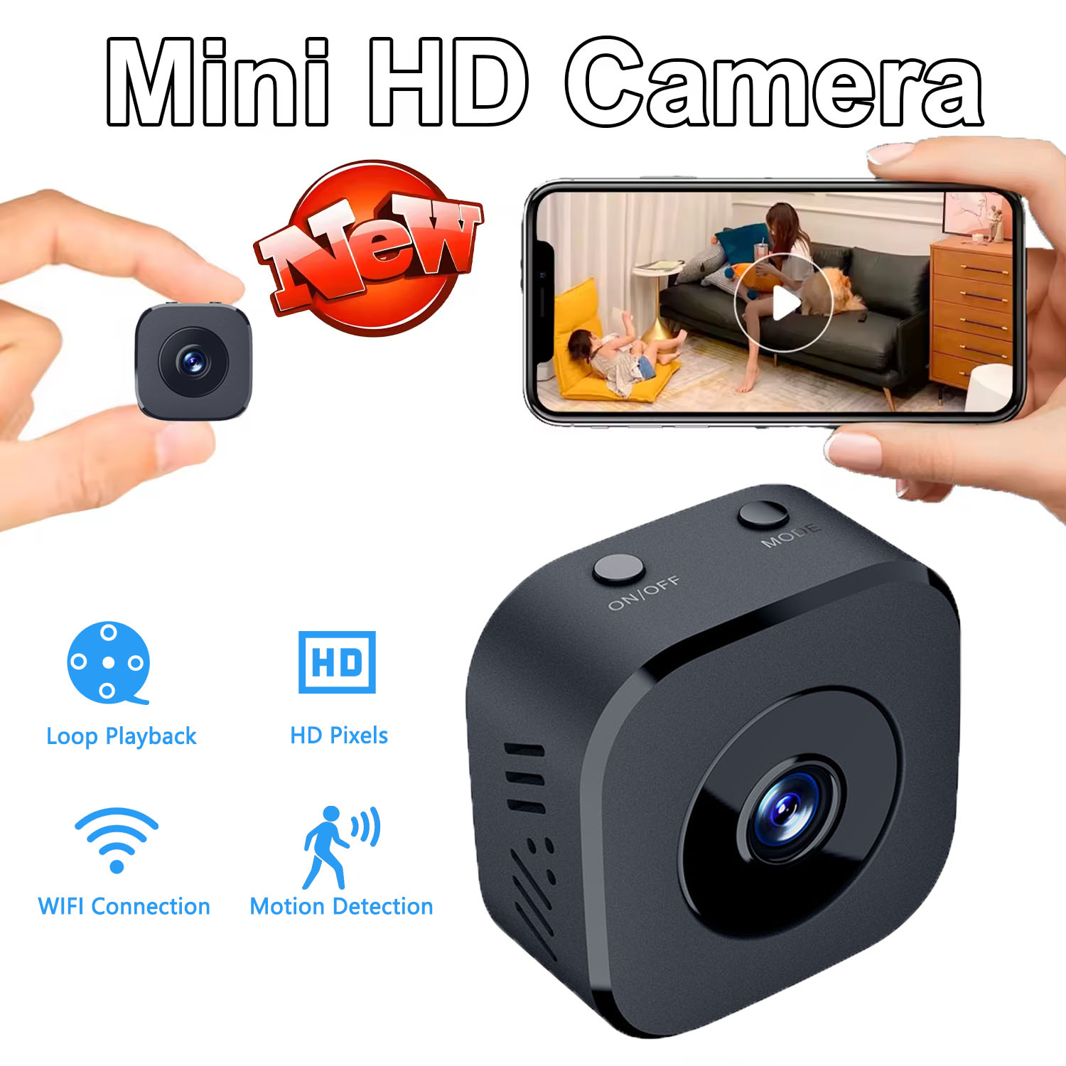 Smart Home Miniature - Cámara de seguridad 4K Mini visión